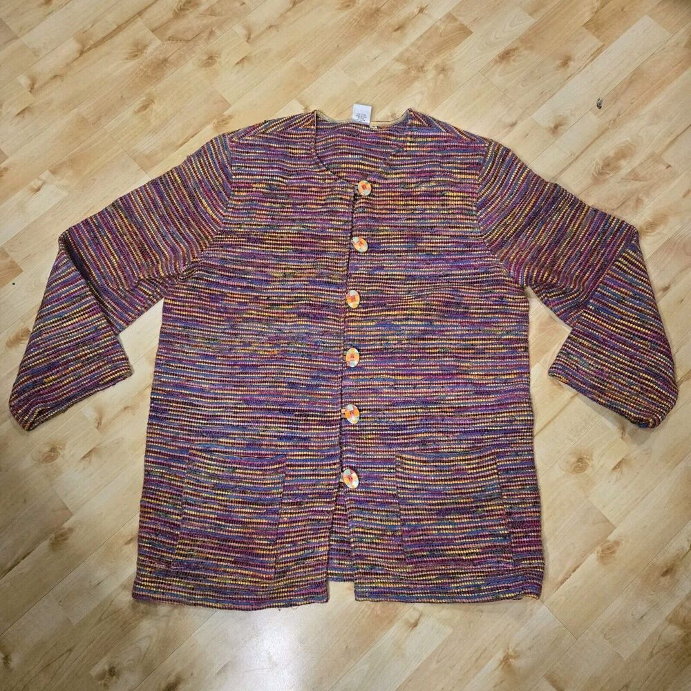Parsley and Sage Vintage Rag Woven Jacket Multicolor 1X India Colorful‎